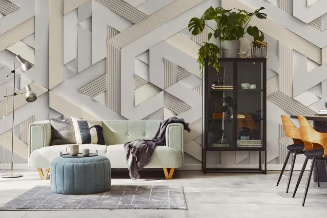 Fototapeta: Biały geometryczny wzór w 3d