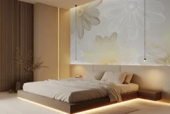 Fototapeta: Biały i złoty szkic stokrotek