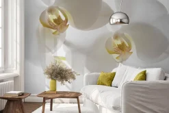 Fototapeta: Biały kwiat storczyka na jasnym tle