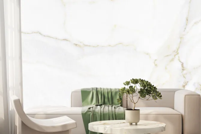 Fototapeta: Biały marmur z eleganckimi złotymi akcentami