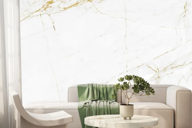 Fototapeta: Biały marmur ze złotymi pęknięciami