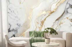 Fototapeta: Biały marmur ze złotymi zdobieniami
