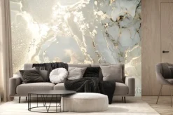 Fototapeta: Biały nowoczesny marmur z imitacją złota