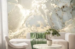 Fototapeta: Biały nowoczesny marmur z imitacją złota