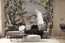 Fototapeta: Biały paw tukany i motyle w tropikalnej dżungli