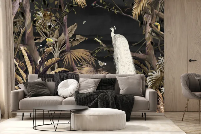 Fototapeta: Biały paw wśród tropikalnych roślin w dżungli
