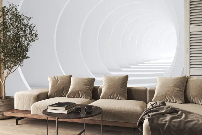 Fototapeta: Biały tunel 3d w stylu abstrakcyjnym
