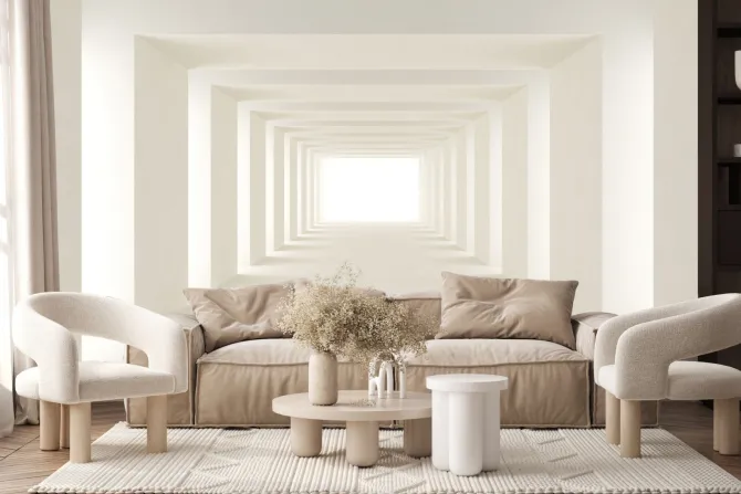 Fototapeta: Biały tunel z promieniami światła