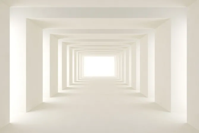 Fototapeta: Biały tunel z promieniami światła