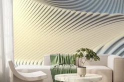 Fototapeta: Biały wzór paski futurystyczny tle. 3d renderowania ilustracji