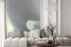 Fototapeta: Biały wzór paski futurystyczny tle. 3d renderowania ilustracji