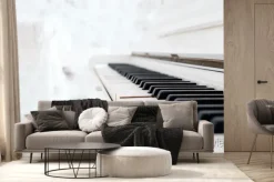 Fototapeta: Biały zabytkowe pianino w białym pokoju