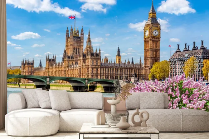 Fototapeta: Big ben i budynek parlamentu w londynie wiosną