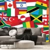 Fototapeta: Big flag background made of world country flags icons. international