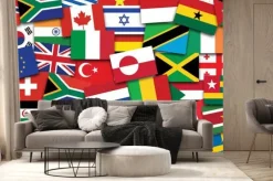Fototapeta: Big flag background made of world country flags icons. international