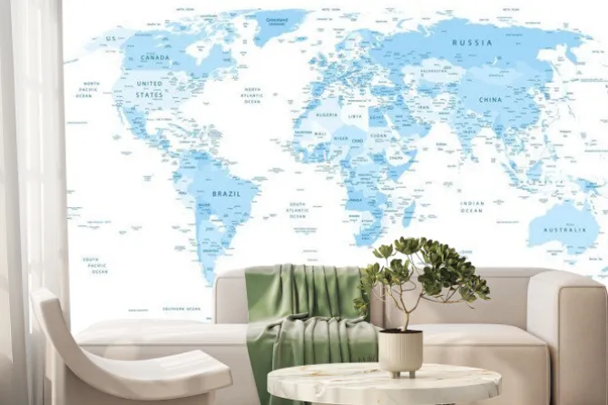 Fototapeta: Błękitna mapa świata