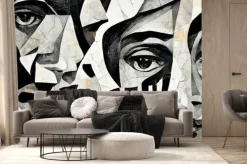 Fototapeta: Black and white portrait. surreal. generative ai