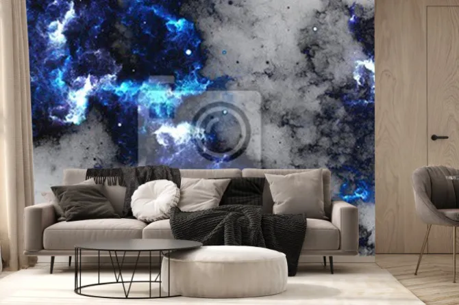 Fototapeta: Bluenebula - cyfrowe malarstwo abstrakcyjne galaktyki w przestrzeni