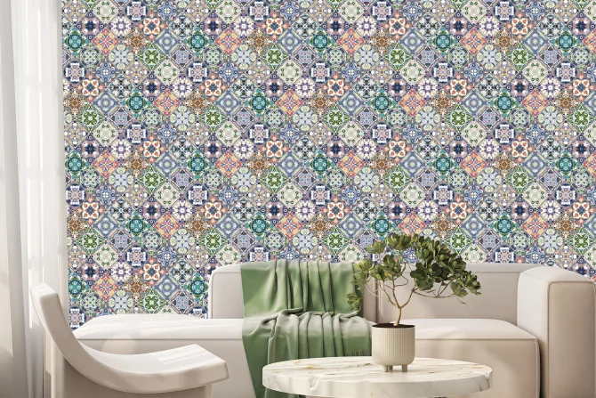 Fototapeta: Bogato zdobiony wzór w imitacji płytek