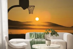 Fototapeta: Boisko do koszykówki przy zachodzie słońca