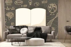 Fototapeta: Book with hand written school subjects doodle.