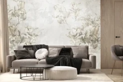 Fototapeta: Botaniczne liście na szarym tle