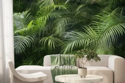 Fototapeta: Botaniczne tło z zielonych liści palmowych