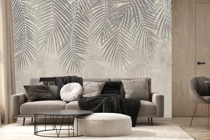 Fototapeta: Botaniczny wzór w szarości