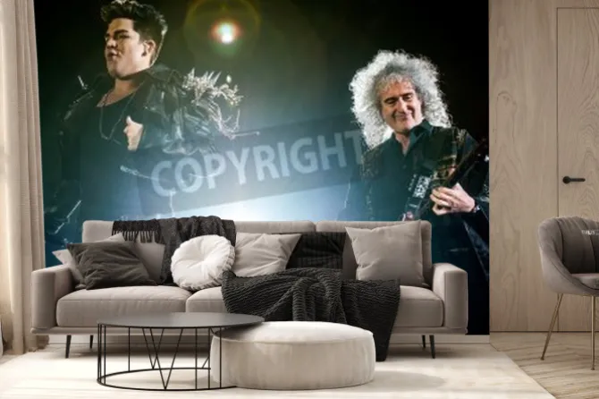 Fototapeta: British rock band queen performing at olimpiyski stadium, moscow