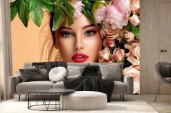 Fototapeta: Brunetka z kwiatami