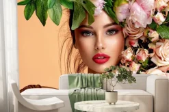 Fototapeta: Brunetka z kwiatami