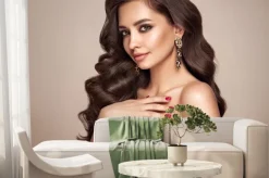 Fototapeta: Brunette girl with perfect makeup. smiling beautiful model woman