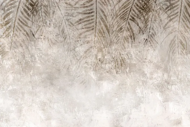 Fototapeta: Brązowe liście palmy na tle betonu w stylu loft