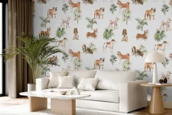 Fototapeta: Brązowe psy z krzewami na białym tle