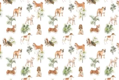 Fototapeta: Brązowe psy z krzewami na białym tle