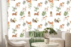 Fototapeta: Brązowe psy z krzewami na białym tle