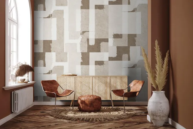 Fototapeta: Brązowo-beżowy wzór geometryczny