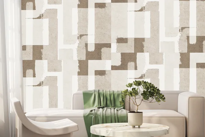 Fototapeta: Brązowo-beżowy wzór geometryczny