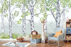 Fototapeta: Brzozowy zagajnik na bajkowej ilustracji