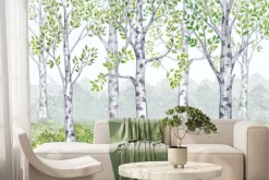 Fototapeta: Brzozowy zagajnik na bajkowej ilustracji