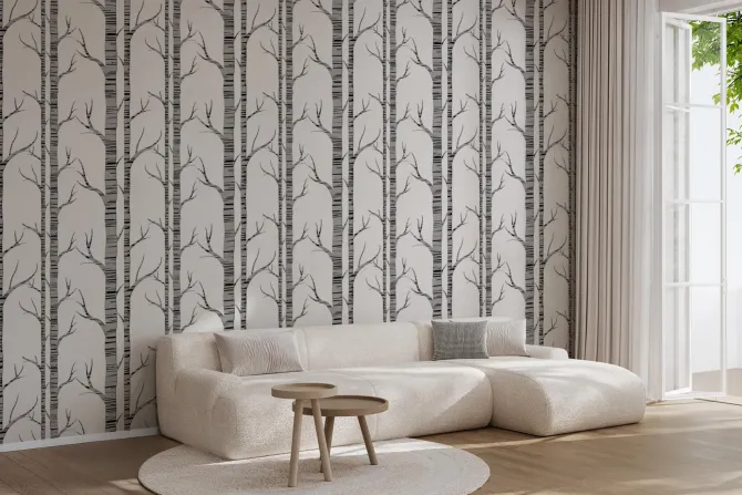 Fototapeta: Brzozy minimalistyczny deseń inspirowany naturą