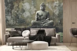 Fototapeta: Budda i biały lotos na tle betonu z teksturą