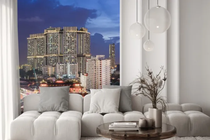 Fototapeta: Buddyjska świątynia z wieżowca