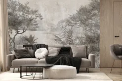 Fototapeta: Bujna leśna roślinność w szarości