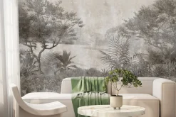 Fototapeta: Bujna leśna roślinność w szarości