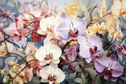 Fototapeta: Bujna roślinność kolorowych kwiatów