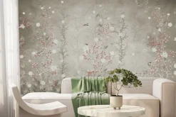 Fototapeta: Bujna roślinność na łące z ptakami