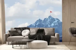 Fototapeta: Business success challenge and climbing a high mountain metaphor