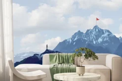 Fototapeta: Business success challenge and climbing a high mountain metaphor