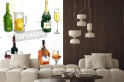 Fototapeta: Butelka koniaku i kubek, butelka wina i szkło, butelkę szampana